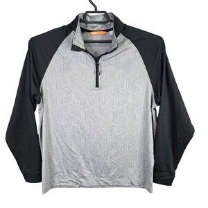 Mens CBUK Cutter & Buck Gray & Black 1/4 Zip Pullover Shirt Polyester Stretch L